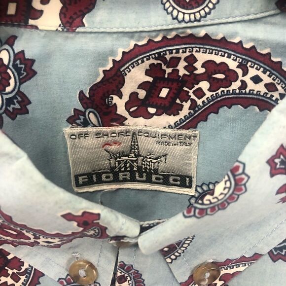 FIORUCCI PAISLEY MENS SHORT SLEEVE BUTTON DOWN SHIRT MADE IN ITALY - Picture 7 of 14